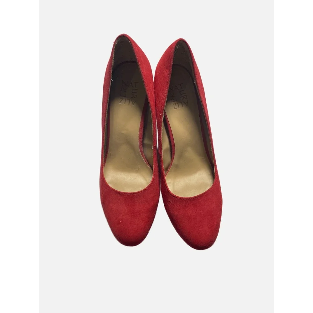 Naturalizer Bianca Pumps Womens 8.5 Red Suede Platform Block Heel Dress Shoes